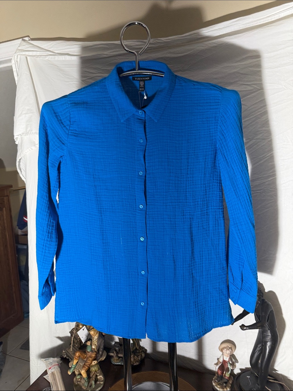 Eileen Fisher Cobalt Blue Lightweight Button-Down Shirt
